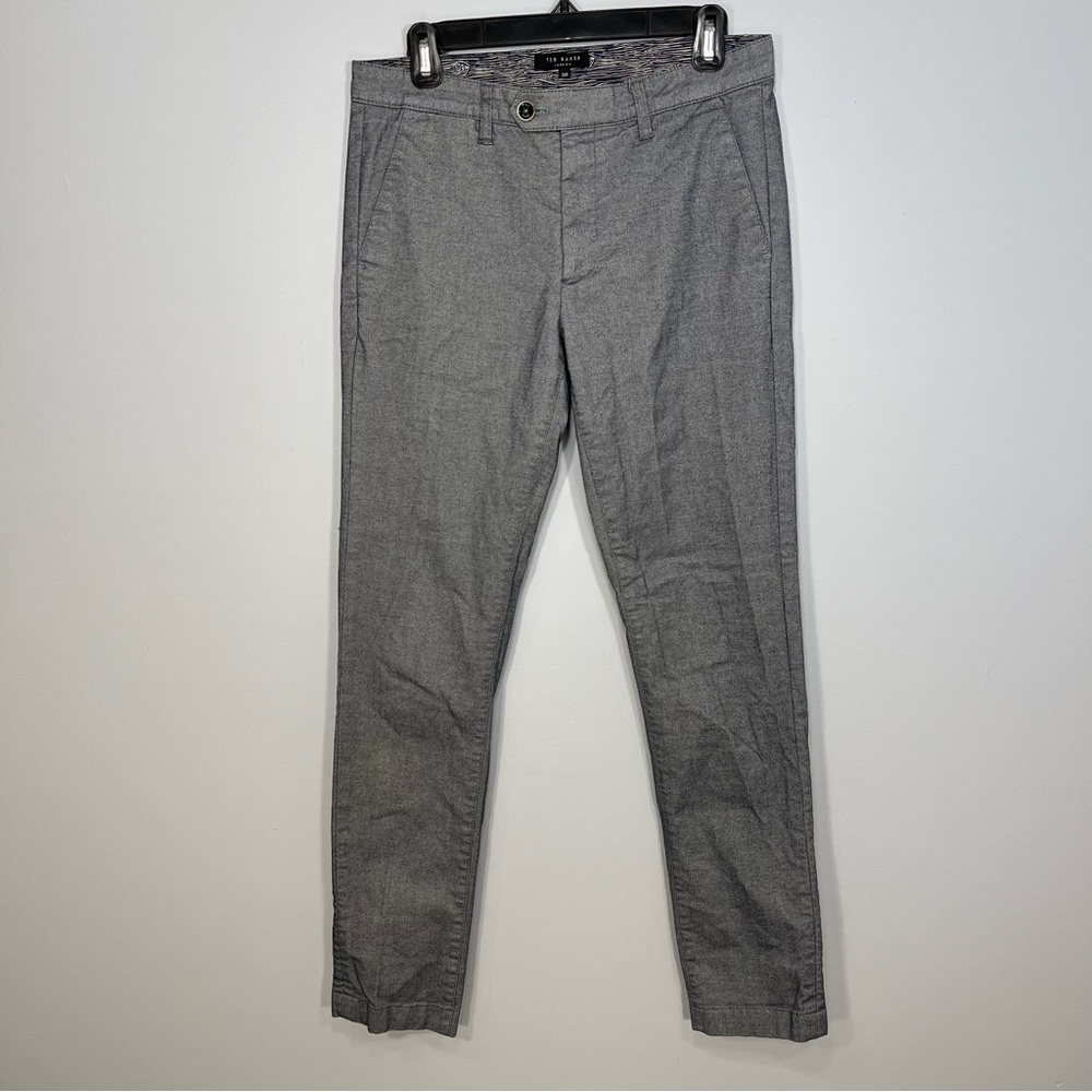Ted Baker London Pants Womens 30R Blue Straight Leg Chevron Office Career Casual